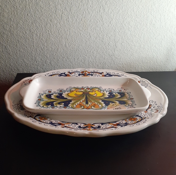 GORGEOUS NEW Nova Deruta Italy Platters Set of 2. - Picture 5 of 6